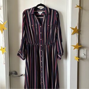 Charter Club Multicolor Striped Long Sleeve Dress